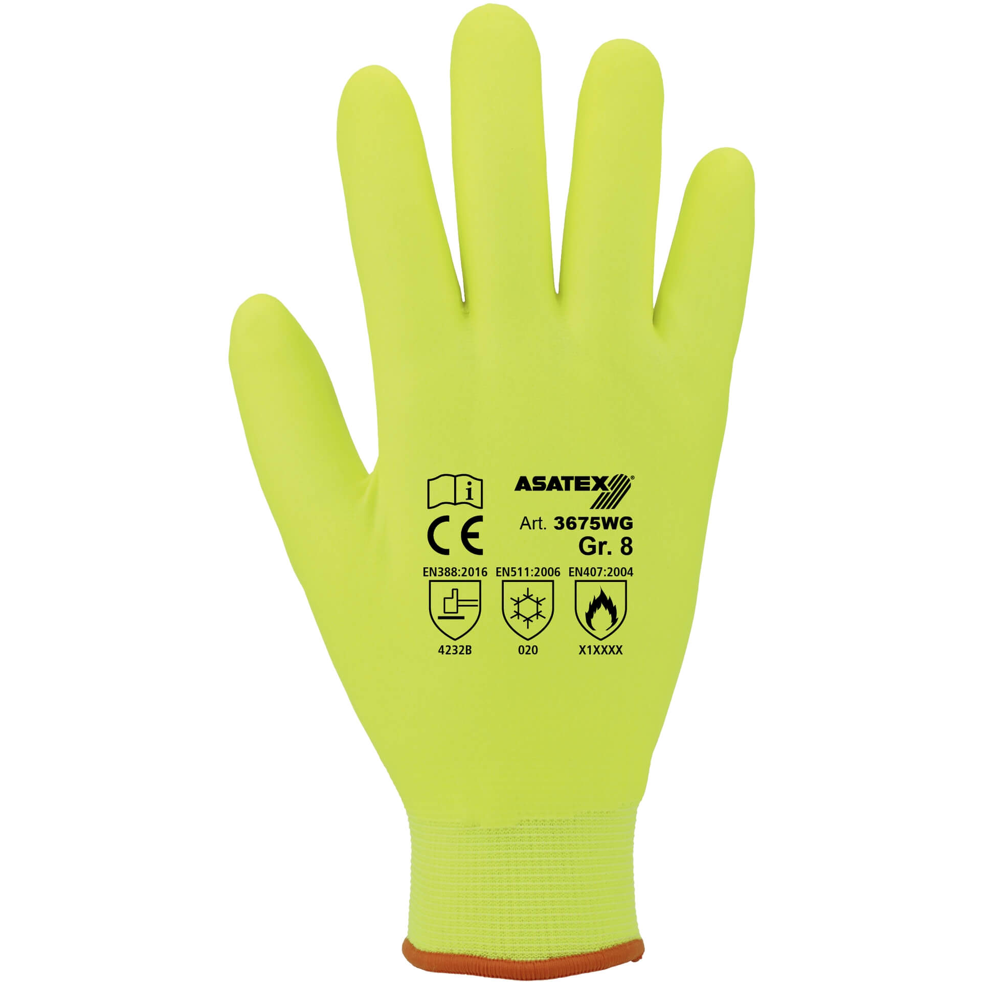 Strick-Winter-Handschuh 3675WG in Neon-Gelb mit orangefarbener Manschette