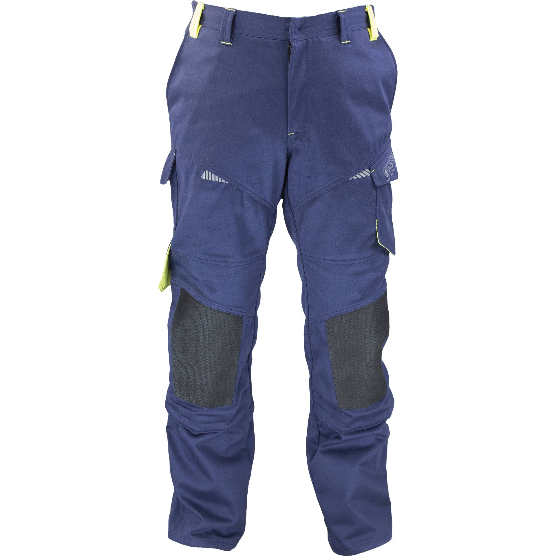 Multinorm Bundhose 1525BH in Blau mit gelben Akzenten und verstärkten Knien