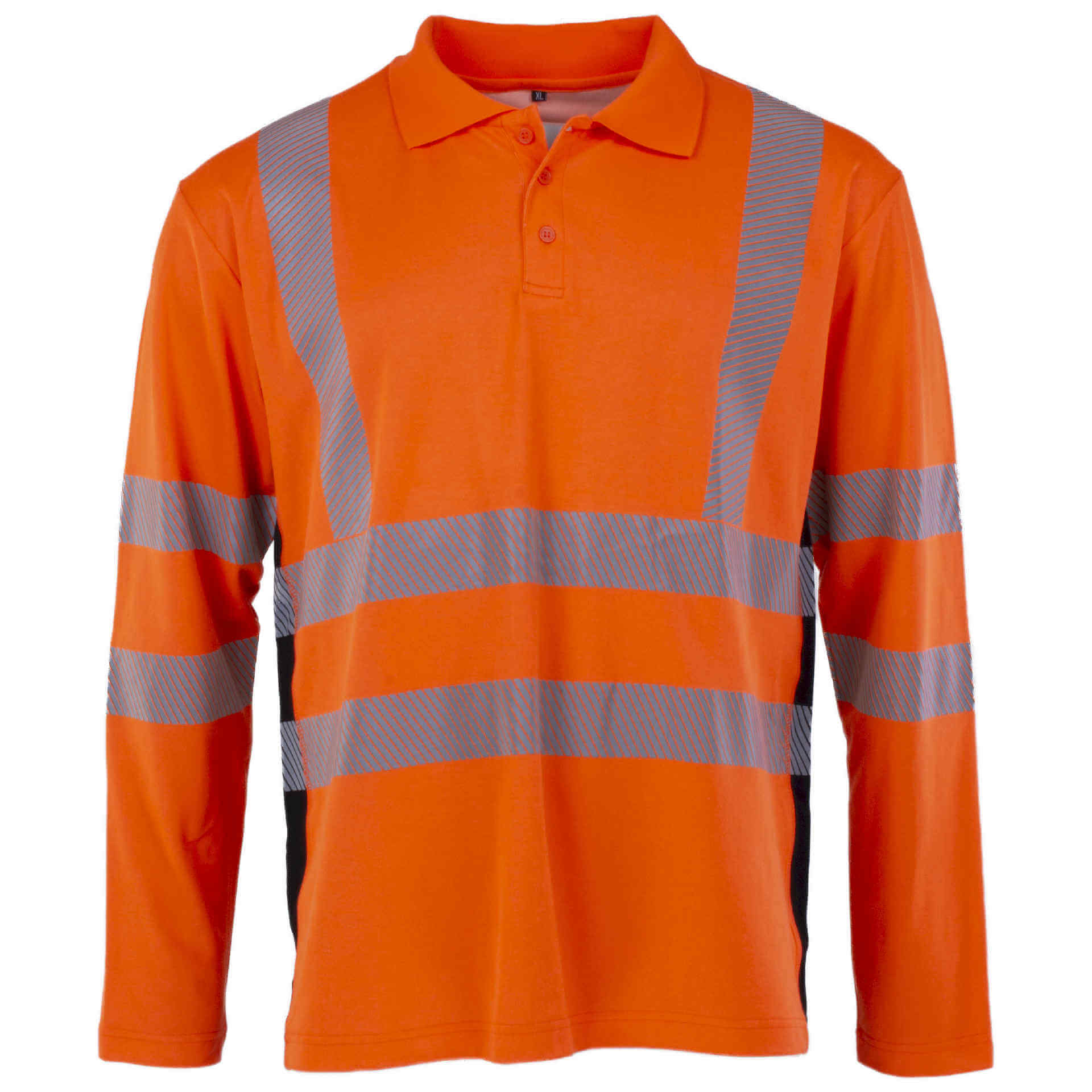 PREVENT® Premium Warnschutz Langarm-Poloshirt in Orange mit Reflektoren