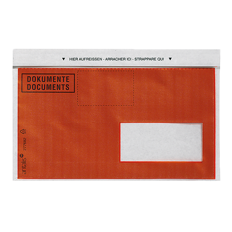 Dokumententaschen C6/5, rot, Druck Dokumente, Fenster rechts (Inhalt 1000 Stück) Dokumententaschen