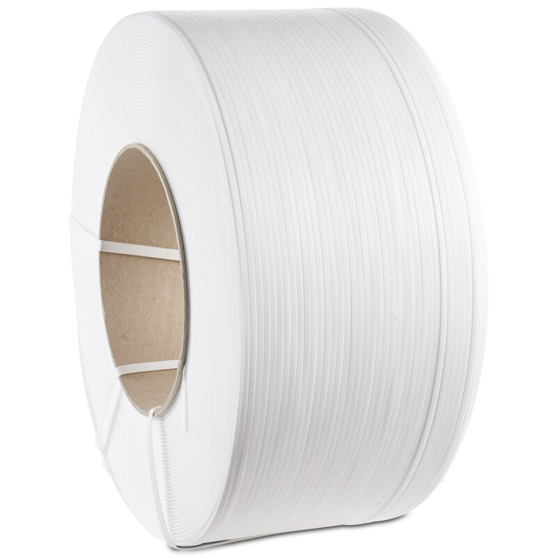 PP-Umreifungsband, weiss, 8.0 x 0.55 mm x 4000 m, Kern 200/190 mm (Inhalt 2 Rolle/n) PP-Umreifungsband, weiss, 5.0 x 0.47 mm x 8000 m, Kern 200/190 mm (Inhalt 2 Rolle/n)