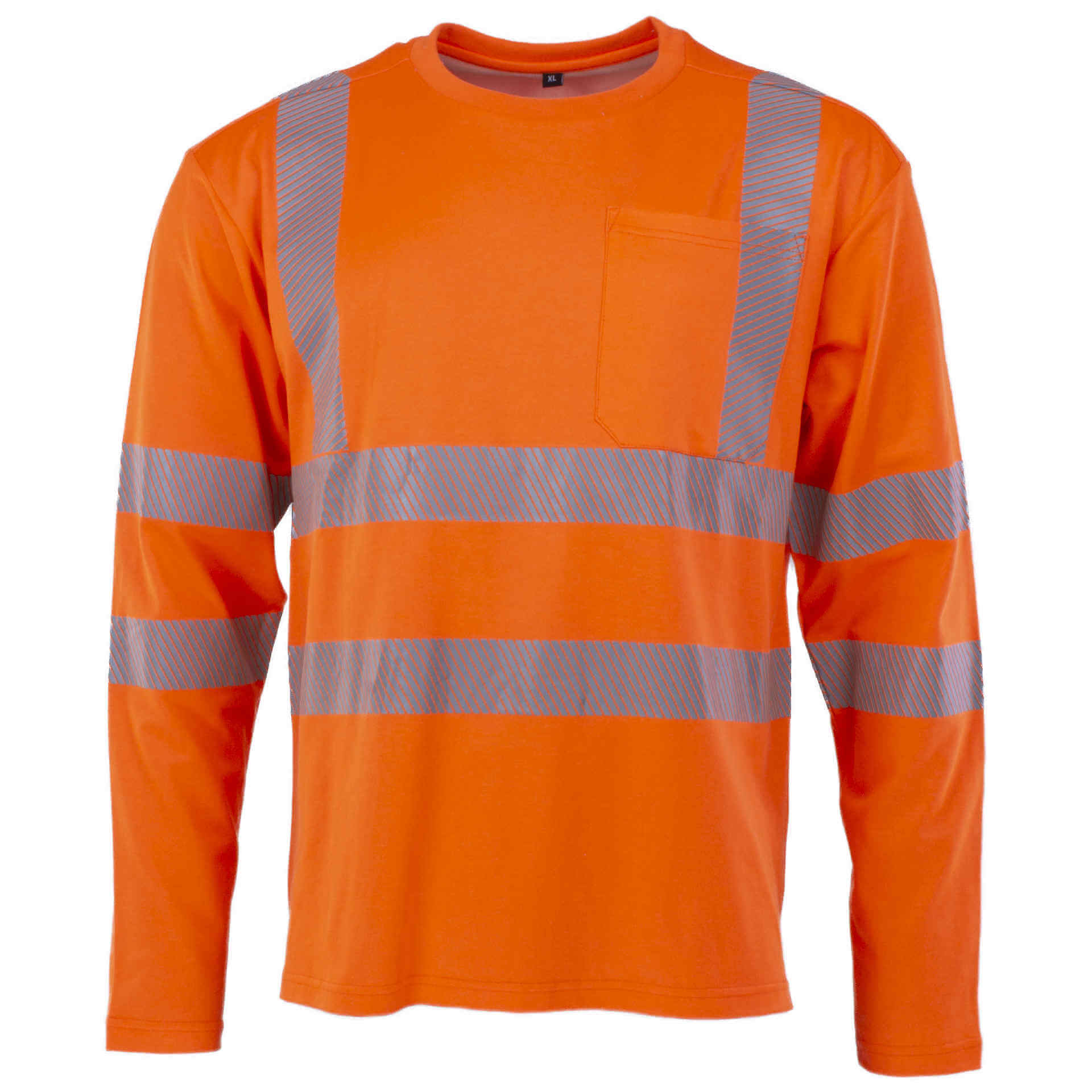 PREVENT Premium Warnschutz Langarm-Shirt inOrange mit reflektierenden Streifen