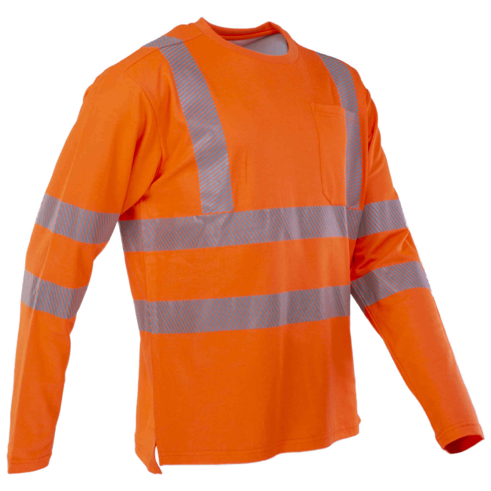 PREVENT Premium Warnschutz Langarm-Shirt inOrange mit reflektierenden Streifen