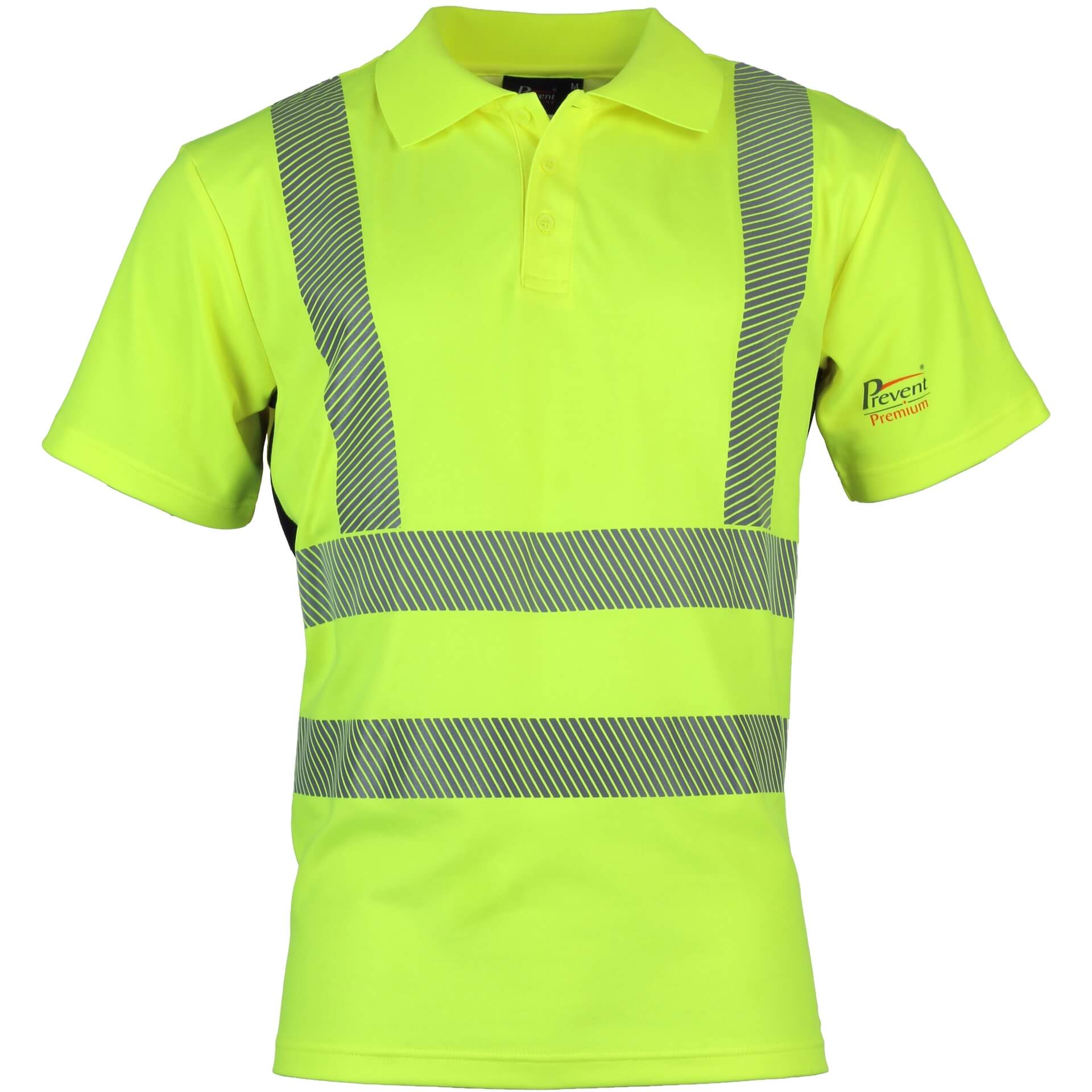 PREVENT® Premium Warnschutz-Polo-Shirt PTW-POLO in fluorescentem Gelb mit reflektierenden Streifen