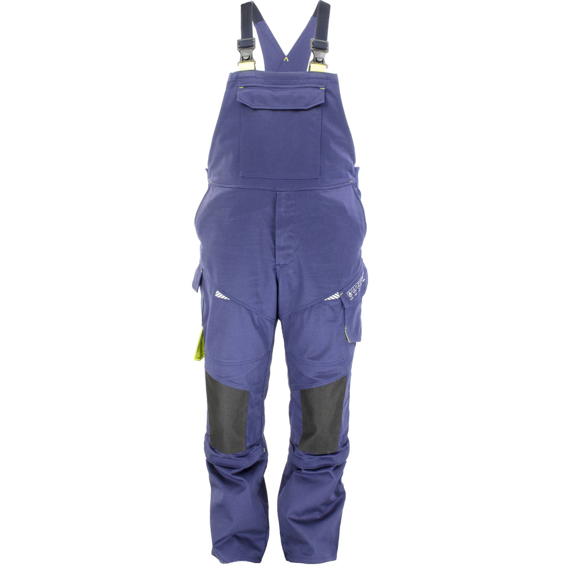 Multinorm Latzhose 1525LH in Navyblau mit schwarzen Knieverstärkungen