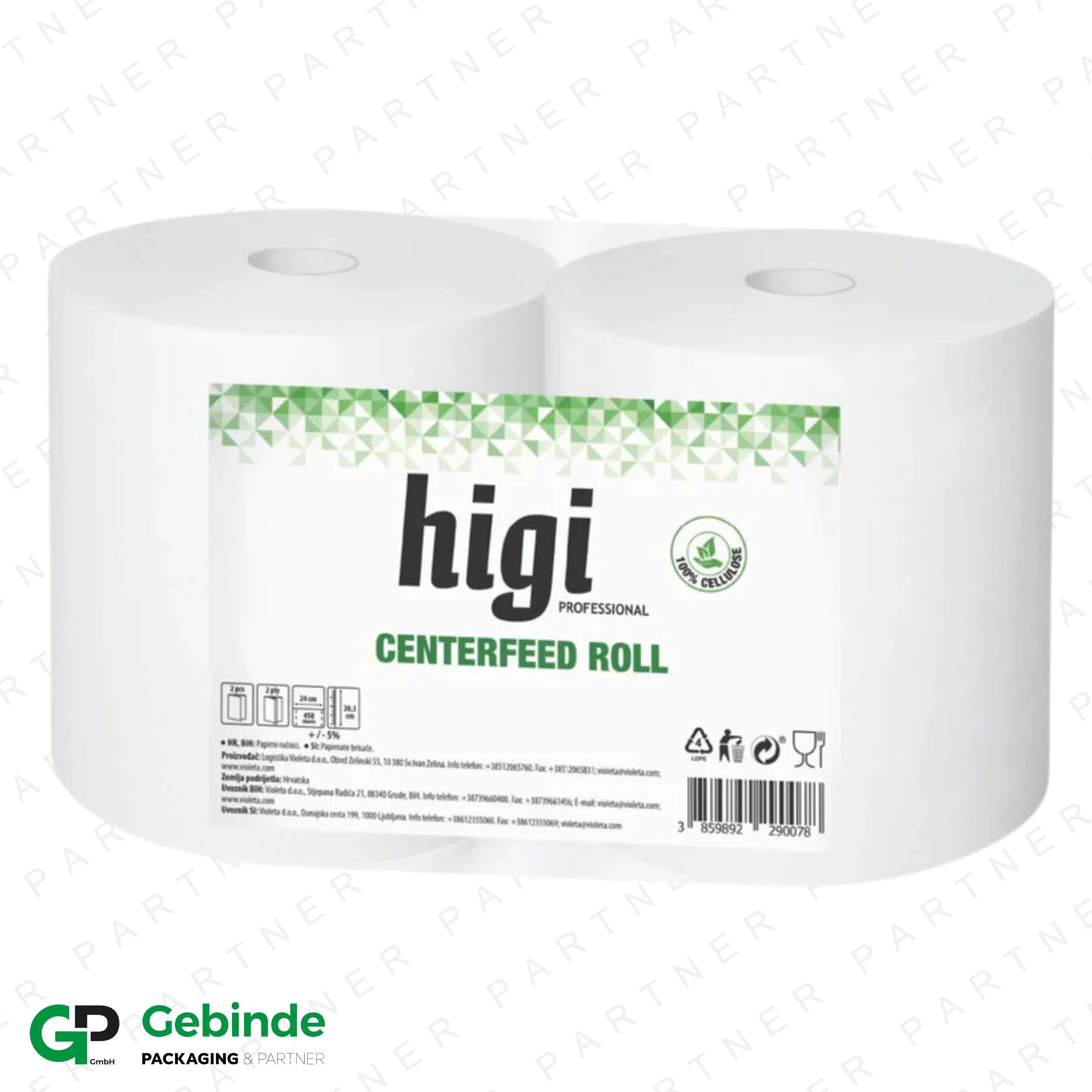 Higi Rollenpapier (centerfeed) - 2 Rollen