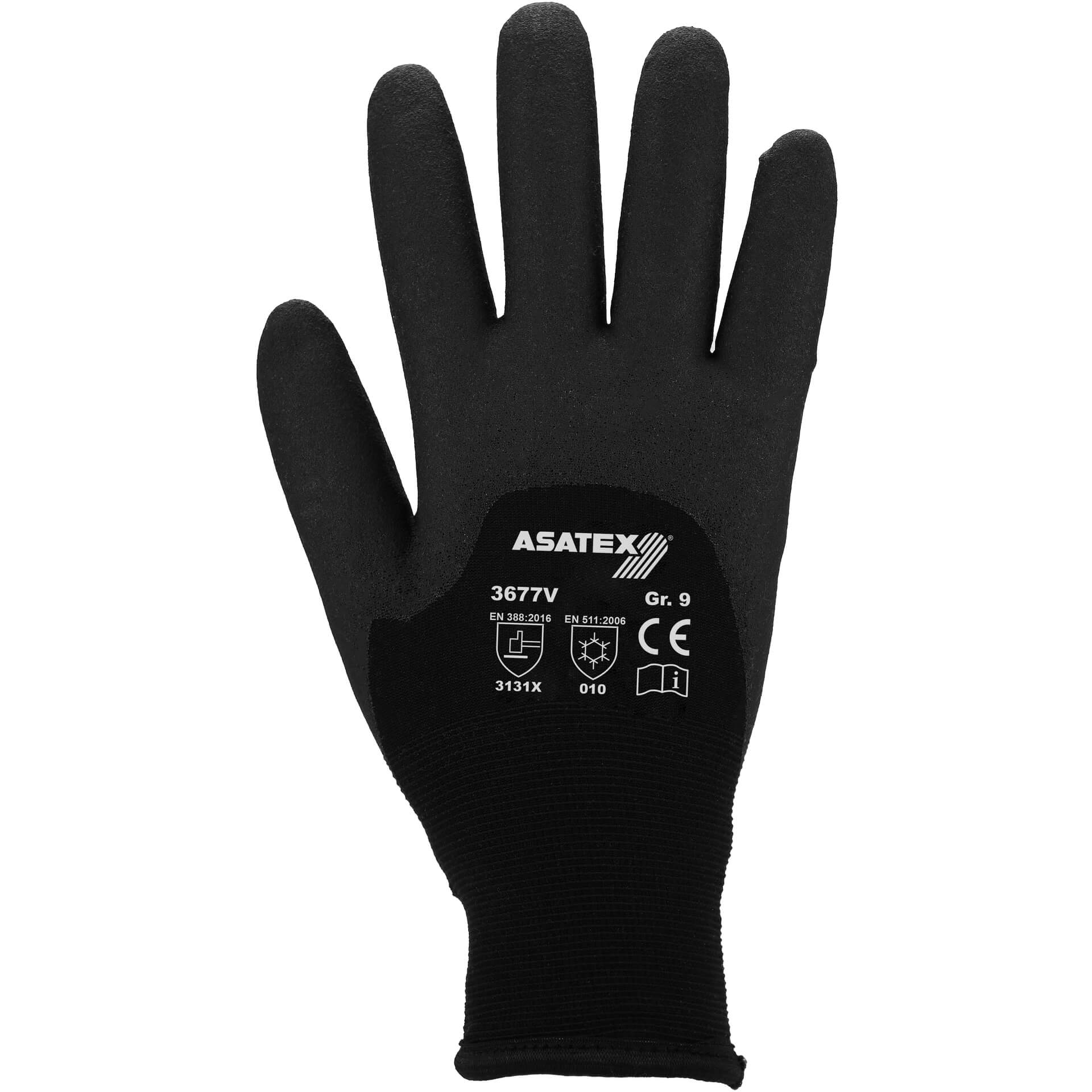 ASATEX Strick-Winter-Handschuh 3677V mit schwarzer HPT-Beschichtung und texturiertem Griff