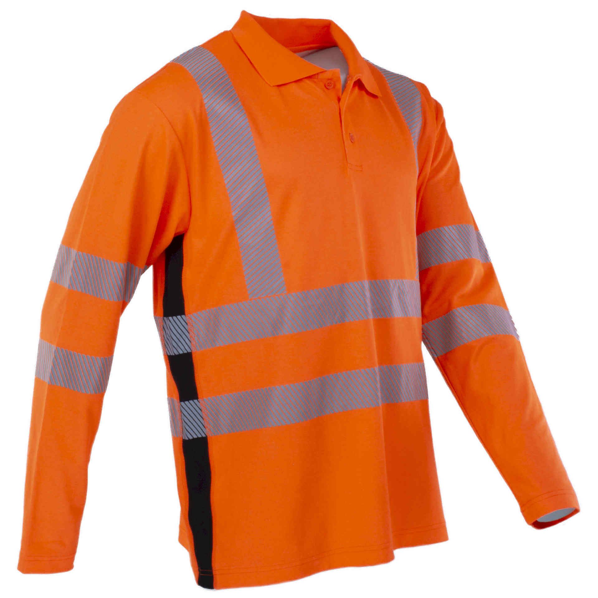 PREVENT® Premium Warnschutz Langarm-Poloshirt in Orange mit Reflektoren