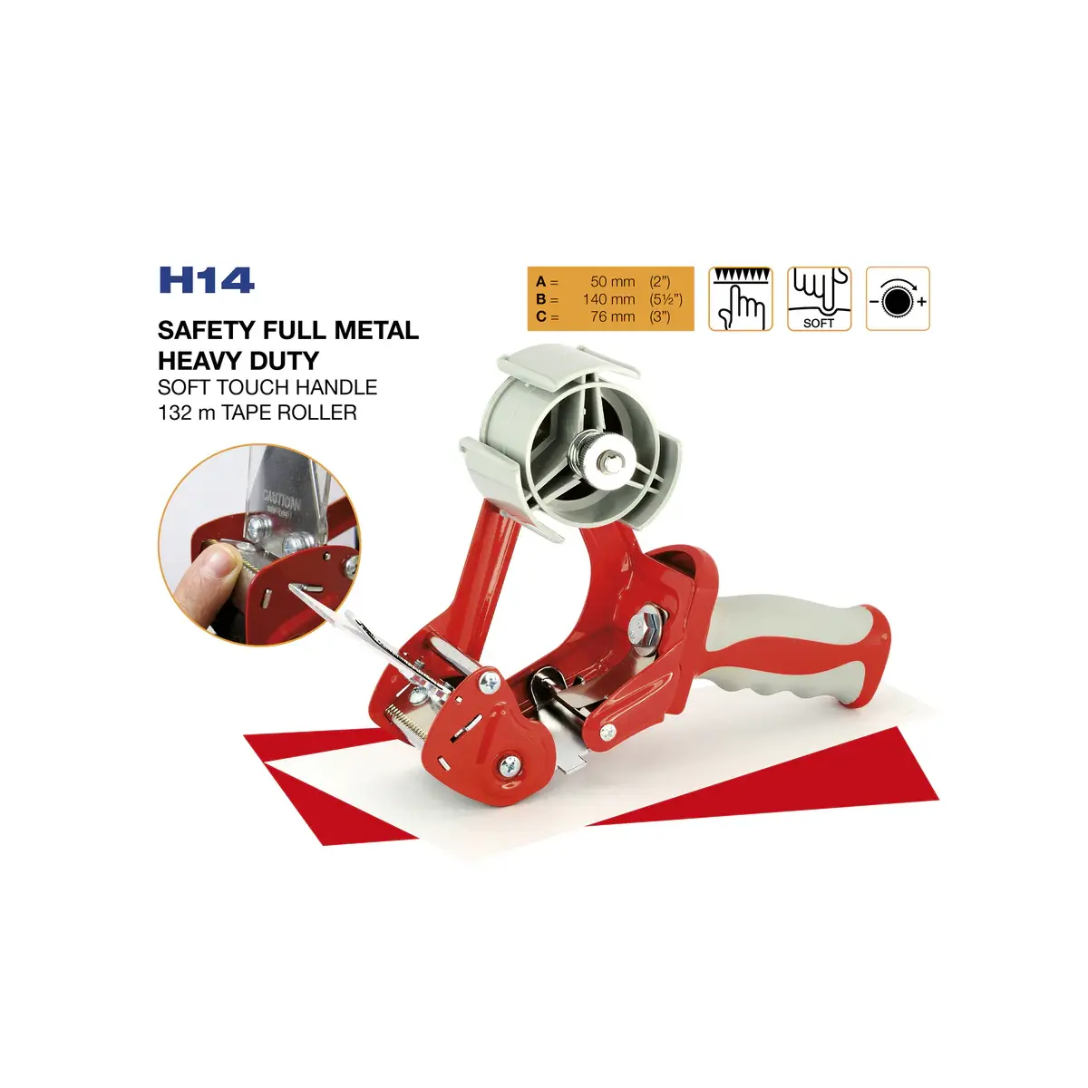 Klebeband-Abroller H14 mit Softgriff – Ergonomischer H