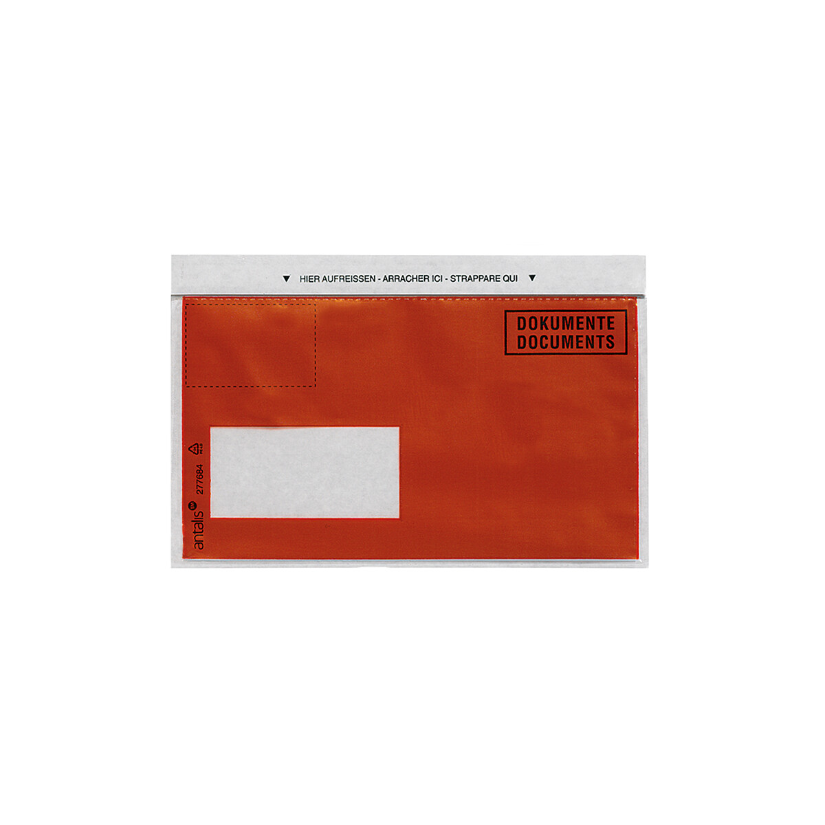 Dokumententaschen C6/5 rot bedruckt Fenster links – 25