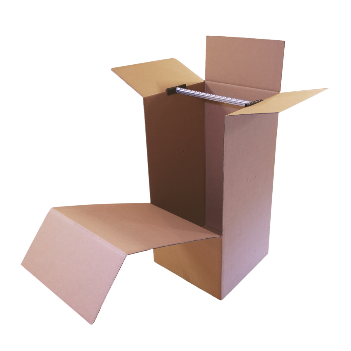 5er SET - Umzugsboxen Kleiderkarton mit Stange - braun klein
